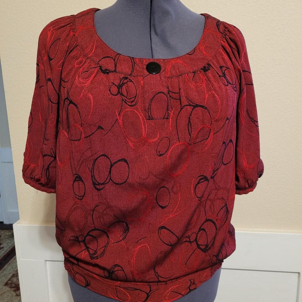 Red and Black Blouse